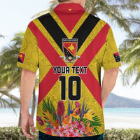 Custom Papua New Guinea Rugby Hawaiian Shirt Bird of Paradise and Hibiscus Polynesian Pattern Yellow Color LT03 - Polynesian Pride