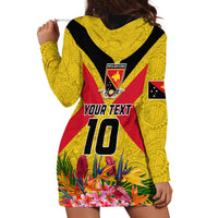Custom Papua New Guinea Rugby Hoodie Dress Bird of Paradise and Hibiscus Polynesian Pattern Yellow Color LT03 - Polynesian Pride
