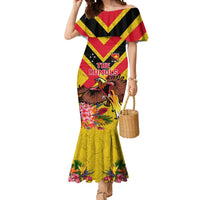 Custom Papua New Guinea Rugby Mermaid Dress Bird of Paradise and Hibiscus Polynesian Pattern Yellow Color LT03 Women Yellow - Polynesian Pride