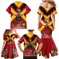 Custom Papua New Guinea Rugby Family Matching Mermaid Dress and Hawaiian Shirt Bird of Paradise and Hibiscus Polynesian Pattern Red Color LT03 - Polynesian Pride