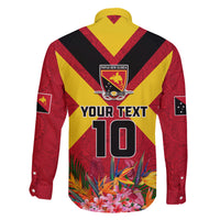Custom Papua New Guinea Rugby Family Matching Off The Shoulder Long Sleeve Dress and Hawaiian Shirt Bird of Paradise and Hibiscus Polynesian Pattern Red Color LT03 - Polynesian Pride