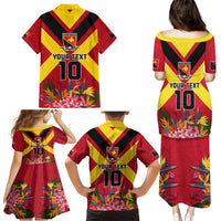 Custom Papua New Guinea Rugby Family Matching Puletasi and Hawaiian Shirt Bird of Paradise and Hibiscus Polynesian Pattern Red Color LT03 - Polynesian Pride
