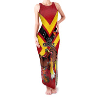 Custom Papua New Guinea Rugby Family Matching Tank Maxi Dress and Hawaiian Shirt Bird of Paradise and Hibiscus Polynesian Pattern Red Color LT03 Mom's Dress Red - Polynesian Pride