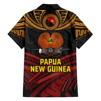 Papua New Guinea Bird-of-Paradise Family Matching Off Shoulder Maxi Dress and Hawaiian Shirt Coat of Arms and Tribal Patterns LT03 - Polynesian Pride