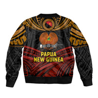Papua New Guinea Bird-of-Paradise Sleeve Zip Bomber Jacket Coat of Arms and Tribal Patterns LT03 - Polynesian Pride