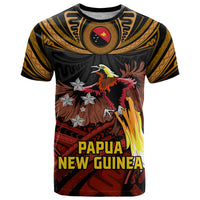 Papua New Guinea Bird-of-Paradise T Shirt Coat of Arms and Tribal Patterns LT03 Black - Polynesian Pride
