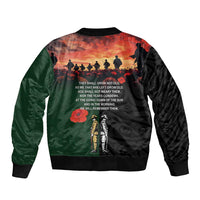 New Zealand and Australia ANZAC Day Sleeve Zip Bomber Jacket Lest We Forget Indigenous and Maori Pattern
