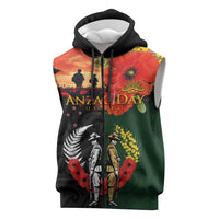 New Zealand and Australia ANZAC Day Sleeveless Zip Hoodie Lest We Forget Indigenous and Maori Pattern LT03 Multicolor - Polynesian Pride