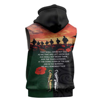 New Zealand and Australia ANZAC Day Sleeveless Zip Hoodie Lest We Forget Indigenous and Maori Pattern LT03 - Polynesian Pride