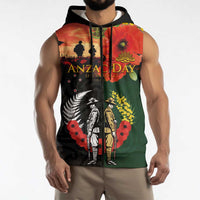 New Zealand and Australia ANZAC Day Sleeveless Zip Hoodie Lest We Forget Indigenous and Maori Pattern LT03 - Polynesian Pride