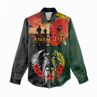 New Zealand and Australia ANZAC Day Women Casual Shirt Lest We Forget Indigenous and Maori Pattern