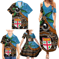 Fiji and Australia Family Matching Summer Maxi Dress and Hawaiian Shirt Fijian and Aboriginal mix Culture LT03 - Polynesian Pride