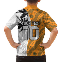 Custom Fiji and Australia Rugby Family Matching Off The Shoulder Long Sleeve Dress and Hawaiian Shirt Tapa Mix Aboriginal Pattern Half Style LT03 - Polynesian Pride