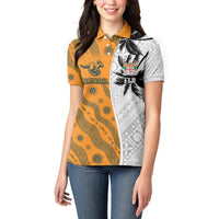 Custom Fiji and Australia Rugby Women Polo Shirt Tapa Mix Aboriginal Pattern Half Style