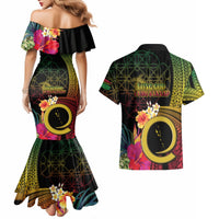 Vanuatu Independence Day Couples Matching Mermaid Dress and Hawaiian Shirt Sand Drawing Melanesian Vibes LT03 - Polynesian Pride
