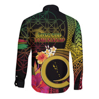 Vanuatu Independence Day Long Sleeve Button Shirt Sand Drawing Melanesian Vibes
