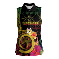 Vanuatu Independence Day Women Sleeveless Polo Shirt Sand Drawing Melanesian Vibes