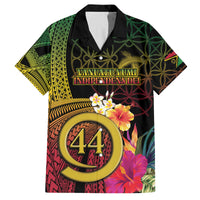 Vanuatu Selebretem 44th Indipendens Dei Family Matching Off The Shoulder Long Sleeve Dress and Hawaiian Shirt Sand Drawing Melanesian Vibes LT03 Dad's Shirt - Short Sleeve Black - Polynesian Pride