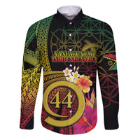 Vanuatu Selebretem 44th Indipendens Dei Family Matching Off The Shoulder Long Sleeve Dress and Hawaiian Shirt Sand Drawing Melanesian Vibes LT03 Dad's Shirt - Long Sleeve Black - Polynesian Pride