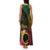 Vanuatu Selebretem 44th Indipendens Dei Family Matching Tank Maxi Dress and Hawaiian Shirt Sand Drawing Melanesian Vibes LT03 - Polynesian Pride