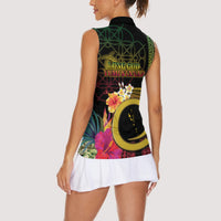 Vanuatu Selebretem 44th Indipendens Dei Women Sleeveless Polo Shirt Sand Drawing Melanesian Vibes