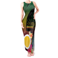 Vanuatu Shefa Day Tank Maxi Dress Sand Drawing Melanesian LT03 Women Black - Polynesian Pride