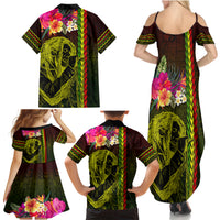 Hawaiian Reggae Music Family Matching Summer Maxi Dress and Hawaiian Shirt Jamaica Singer Tribal Polynesian and Hibiscus LT03 - Polynesian Pride