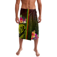 Hawaiian Reggae Music Lavalava Jamaica Singer Tribal Polynesian and Hibiscus LT03 Black - Polynesian Pride