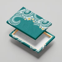 Aloha Polynesian Plumeria Flower Canvas Wall Art Teal Color