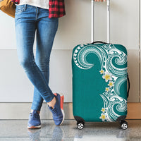 Aloha Polynesian Plumeria Flower Luggage Cover Teal Color LT03 - Polynesian Pride