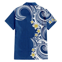 Aloha Polynesian Plumeria Flower Hawaiian Shirt Blue Color