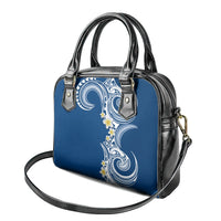 Aloha Polynesian Plumeria Flower Shoulder Handbag Blue Color