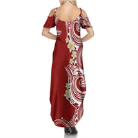 Aloha Polynesian Plumeria Flower Family Matching Summer Maxi Dress and Hawaiian Shirt Red Color LT03 - Polynesian Pride