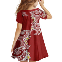 Aloha Polynesian Plumeria Flower Family Matching Tank Maxi Dress and Hawaiian Shirt Red Color