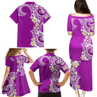 Aloha Polynesian Plumeria Flower Family Matching Puletasi and Hawaiian Shirt Purple Color LT03 - Polynesian Pride