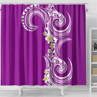 Aloha Polynesian Plumeria Flower Shower Curtain Purple Color