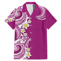 Aloha Polynesian Plumeria Flower Family Matching Mermaid Dress and Hawaiian Shirt Pink Color LT03 Dad's Shirt - Short Sleeve Pink - Polynesian Pride