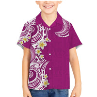 Aloha Polynesian Plumeria Flower Family Matching Mermaid Dress and Hawaiian Shirt Pink Color LT03 Son's Shirt Pink - Polynesian Pride