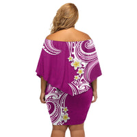 Aloha Polynesian Plumeria Flower Family Matching Off Shoulder Short Dress and Hawaiian Shirt Pink Color LT03 - Polynesian Pride