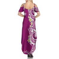 Aloha Polynesian Plumeria Flower Family Matching Summer Maxi Dress and Hawaiian Shirt Pink Color LT03 - Polynesian Pride