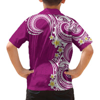 Aloha Polynesian Plumeria Flower Family Matching Tank Maxi Dress and Hawaiian Shirt Pink Color