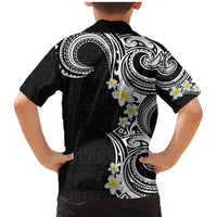 Aloha Polynesian Plumeria Flower Family Matching Mermaid Dress and Hawaiian Shirt Black White Color LT03 - Polynesian Pride