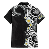 Aloha Polynesian Plumeria Flower Family Matching Mermaid Dress and Hawaiian Shirt Black White Color LT03 - Polynesian Pride