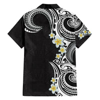 Aloha Polynesian Plumeria Flower Family Matching Short Sleeve Bodycon Dress and Hawaiian Shirt Black White Color LT03 - Polynesian Pride
