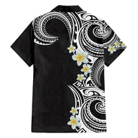 Aloha Polynesian Plumeria Flower Family Matching Summer Maxi Dress and Hawaiian Shirt Black White Color LT03 - Polynesian Pride