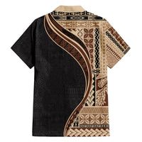 Samoa Siapo Motif and Tapa Pattern Half Style Hawaiian Shirt Beige Color LT03 - Polynesian Pride