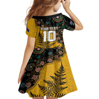 Custom New Zealand and Australia Rugby Family Matching Off The Shoulder Long Sleeve Dress and Hawaiian Shirt Maori Warrior With Aboriginal Version LT03 - Polynesian Pride