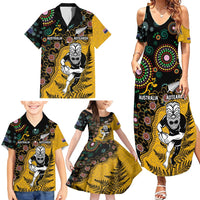 Custom New Zealand and Australia Rugby Family Matching Summer Maxi Dress and Hawaiian Shirt Maori Warrior With Aboriginal Version LT03 - Polynesian Pride