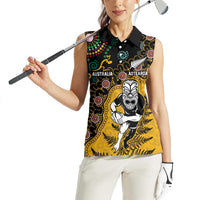 Custom New Zealand and Australia Rugby Women Sleeveless Polo Shirt Maori Warrior With Aboriginal Version