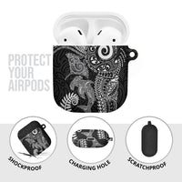 Aotearoa Maori Sea Animals Tribal AirPods Case Manta Ray and Shark Moko Pattern Black Color